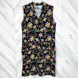 IBKUL Dress Multicolor Sleeveless Floral 1/4 Zip Mock Golf Tennis UPF 50+ Small